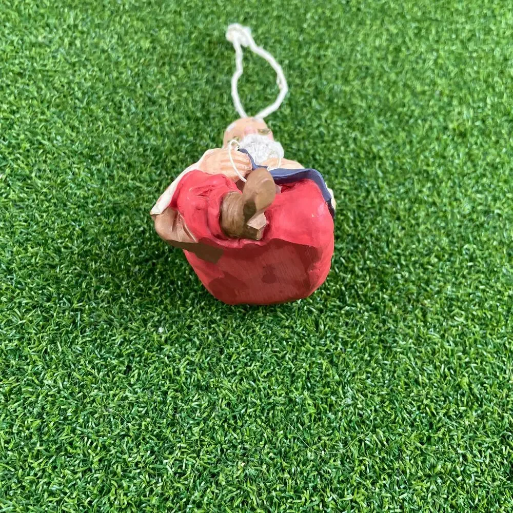 Vintage Santa Claus Sewing American Flag Patriotic Holiday Christmas Ornament